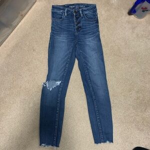 American Eagle Outfitters High Rise Distressed Blue Jeans